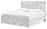 Cayboni King Panel Bed with 2 Nightstands in Whitewash from Ashley - Luna Furniture