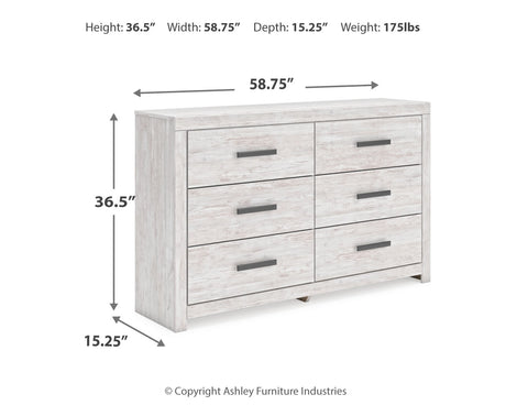 Cayboni King Panel Bed with Dresser in Whitewash from Ashley - Luna Furniture