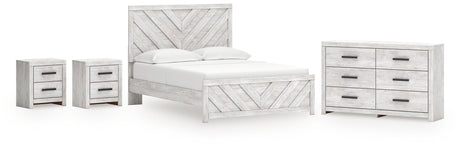 Cayboni Queen Panel Bed with Dresser and 2 Nightstands in Whitewash from Ashley - Luna Furniture