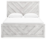 Cayboni Queen Panel Bed with Mirrored Dresser and 2 Nightstands in Whitewash from Ashley - Luna Furniture