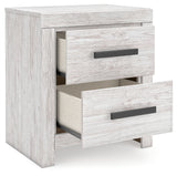 Cayboni Queen Panel Bed with Mirrored Dresser and 2 Nightstands in Whitewash from Ashley - Luna Furniture