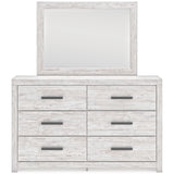 Cayboni Twin Panel Bed with Mirrored Dresser, Chest and 2 Nightstands in Whitewash from Ashley - Luna Furniture