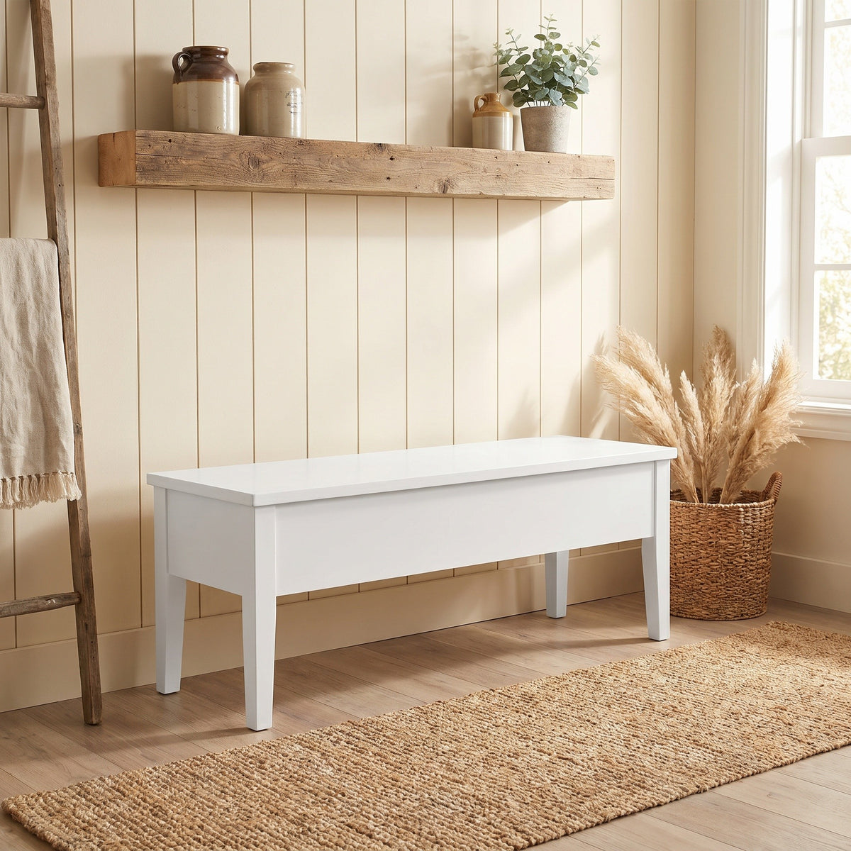 Cayla Storage Bench White from Steve Silver - Luna Furniture