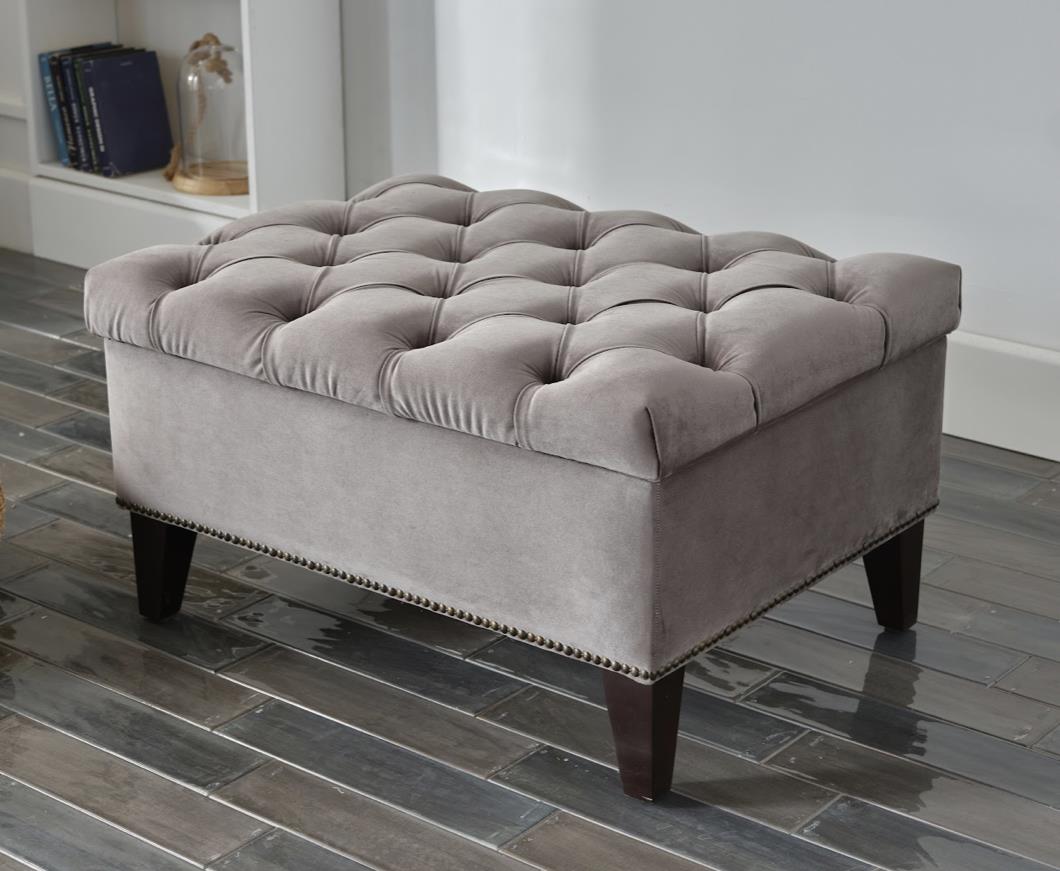 Cecilia Pearl Grey Storage Ottoman from Bellona - Luna Furniture