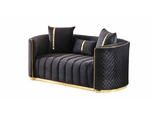 Ceko Stationary Loveseat Cream in Black