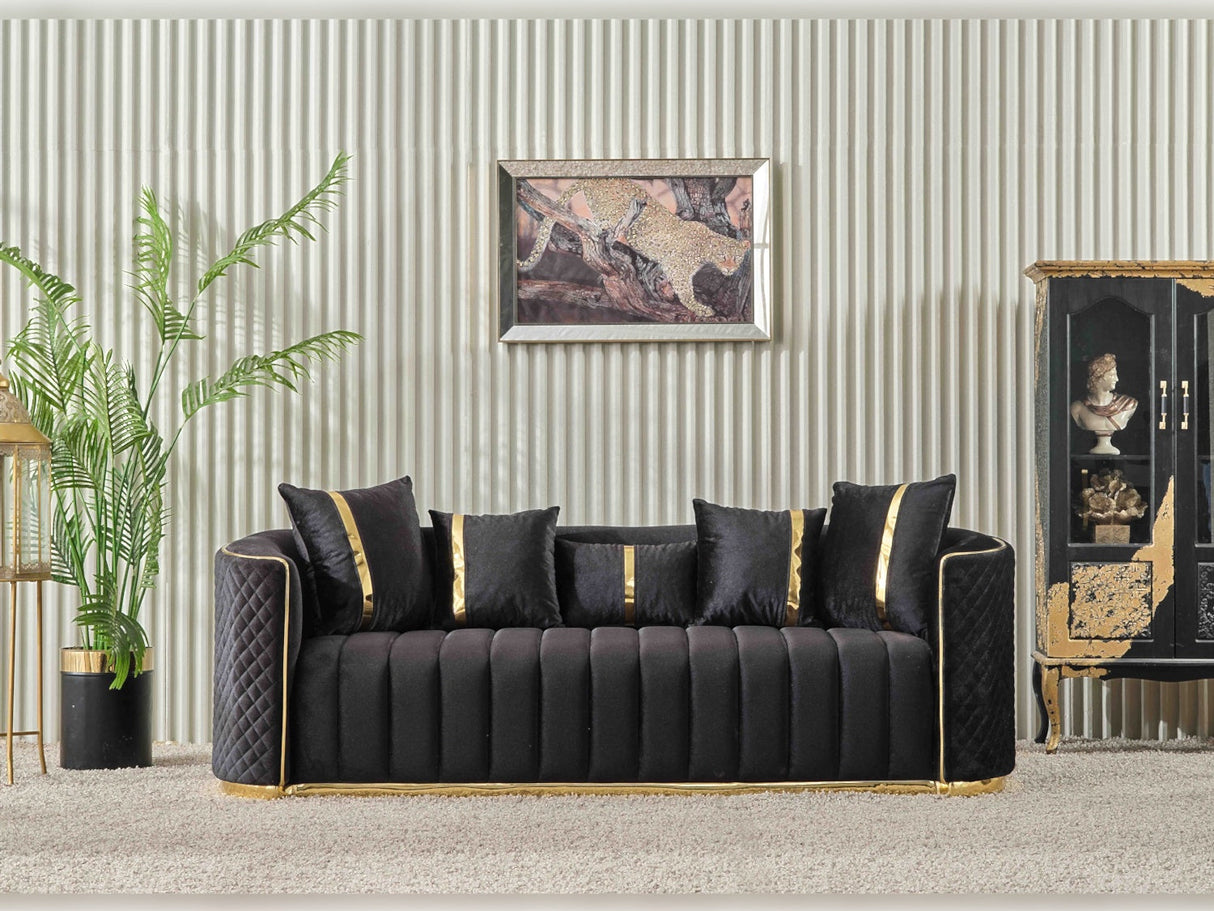 Ceko 3-pieces (Sofa & Loveseat & Chair) Livingroom Set in Black from Furnia - Luna Furniture