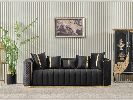 Ceko Stationary Sofa Cream in Black from Furnia - Luna Furniture