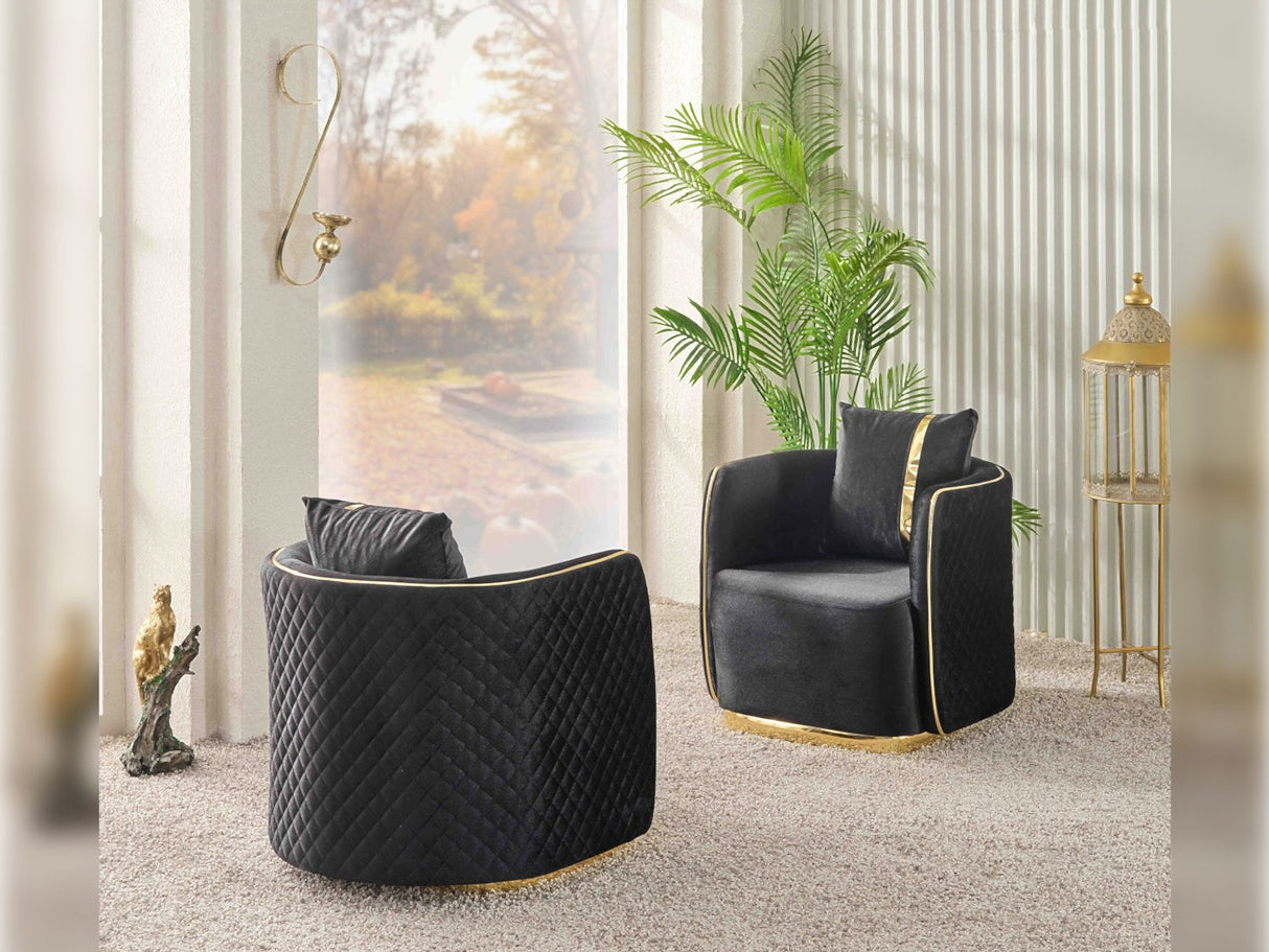 Ceko 3-pieces (Sofa & Loveseat & Chair) Livingroom Set in Black from Furnia - Luna Furniture