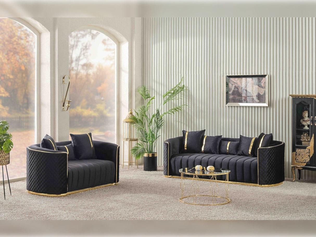 Ceko 3-pieces (Sofa & Loveseat & Chair) Livingroom Set in Black from Furnia - Luna Furniture