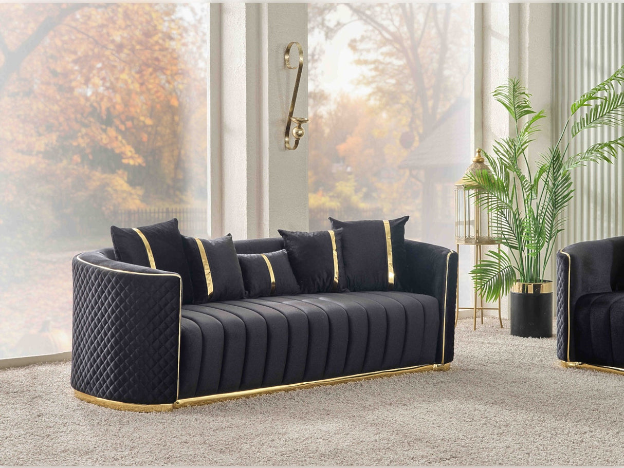 Ceko 3-pieces (Sofa & Loveseat & Chair) Livingroom Set in Black from Furnia - Luna Furniture