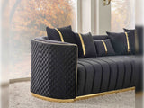 Ceko Stationary Loveseat Cream in Black from Furnia - Luna Furniture