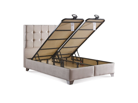 Cenova Full Storage Bed With Headboard in Cream from Furnia - Luna Furniture