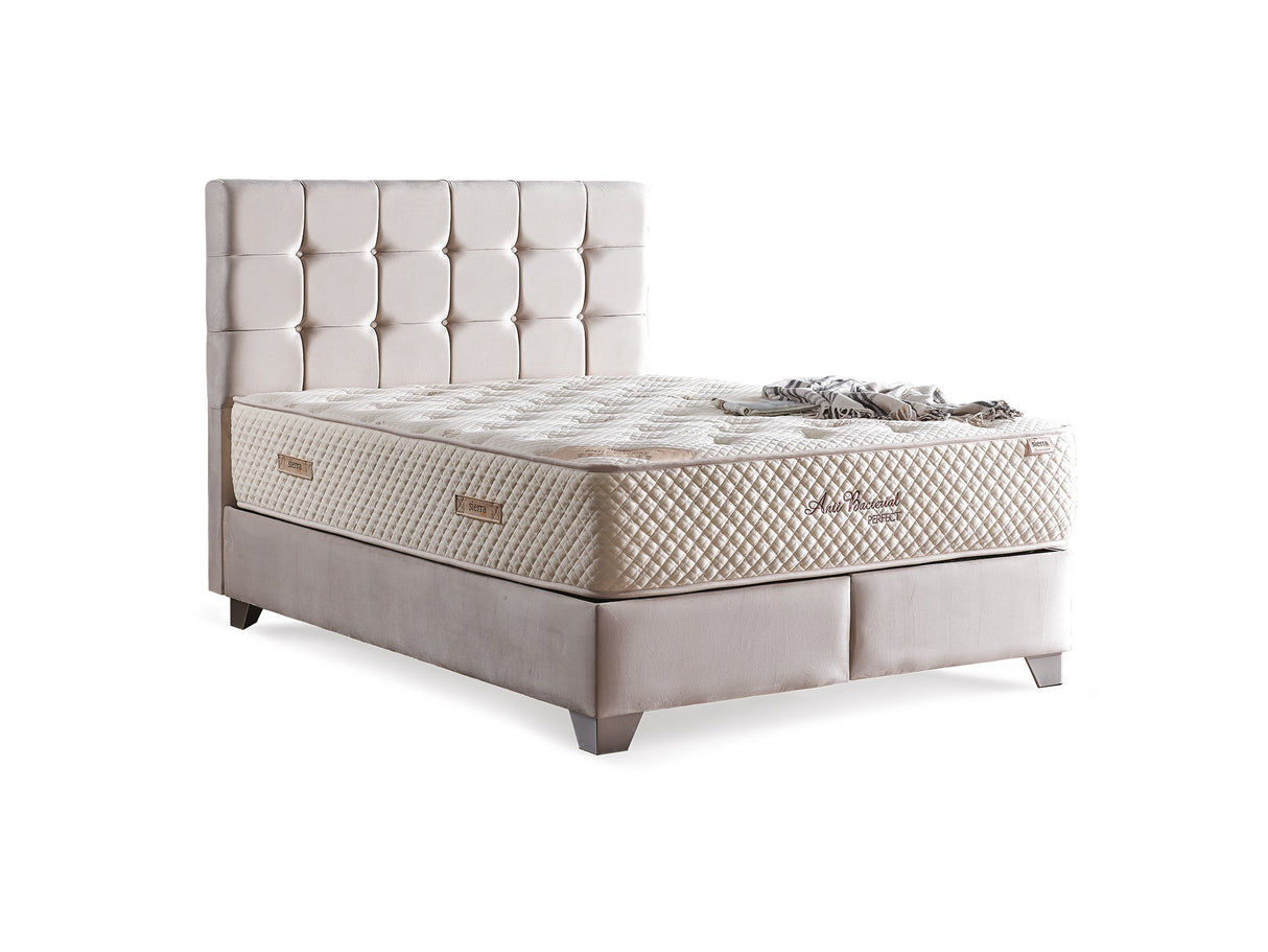 Cenova Queen Storage Bed With Headboard in Cream from Furnia - Luna Furniture