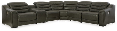 Center Line 6-Piece Sectional with Recliner in Dark Gray from Ashley - Luna Furniture