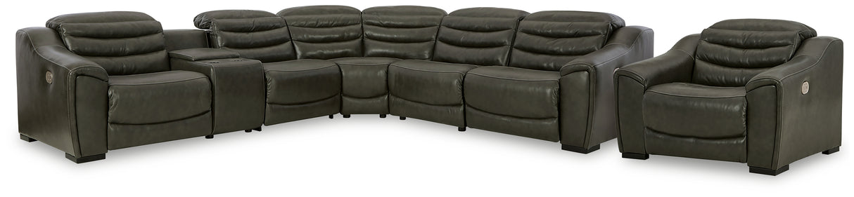 Center Line 6-Piece Sectional with Recliner in Dark Gray from Ashley - Luna Furniture