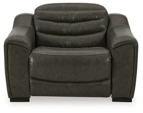 Center Line 6-Piece Sectional with Recliner in Dark Gray from Ashley - Luna Furniture
