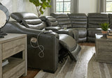 Center Line 6-Piece Sectional with Recliner in Dark Gray from Ashley - Luna Furniture
