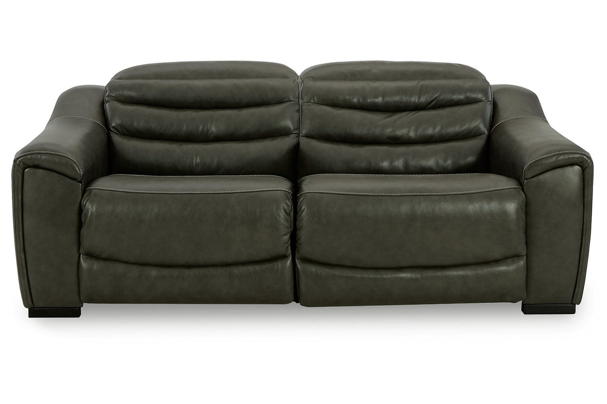 Center Line Dark Gray 2-Piece Power Reclining Sectional Loveseat from Ashley - Luna Furniture