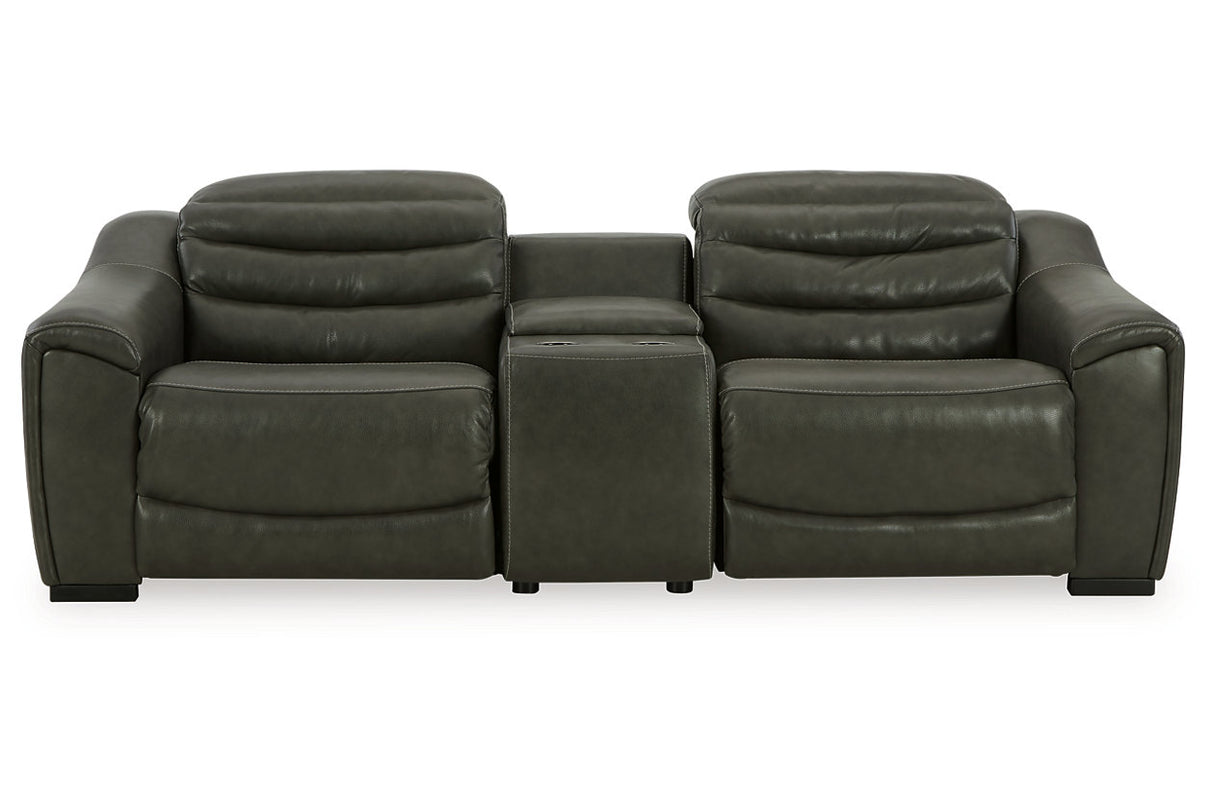Center Line Dark Gray 3-Piece Power Reclining Loveseat with Console from Ashley - Luna Furniture
