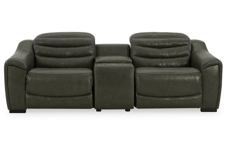 Center Line Dark Gray 3-Piece Power Reclining Loveseat with Console from Ashley - Luna Furniture