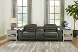 Center Line Dark Gray 3-Piece Power Reclining Loveseat with Console from Ashley - Luna Furniture