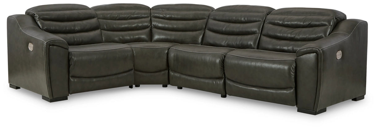 Center Line Dark Gray 4-Piece Power Reclining Sectional from Ashley - Luna Furniture