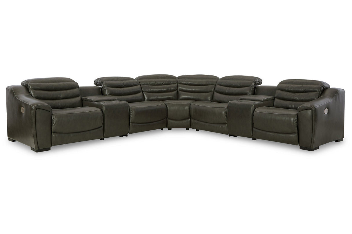 Center Line Dark Gray 7-Piece Power Reclining Sectional from Ashley - Luna Furniture