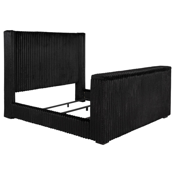 Centergrove Black Upholstered California King Wingback TV Bed