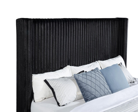 Centergrove Black Upholstered California King Wingback TV Bed from Coaster - Luna Furniture