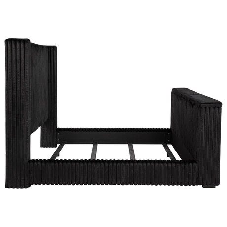 Centergrove Black Upholstered Queen Wingback TV Bed from Coaster - Luna Furniture