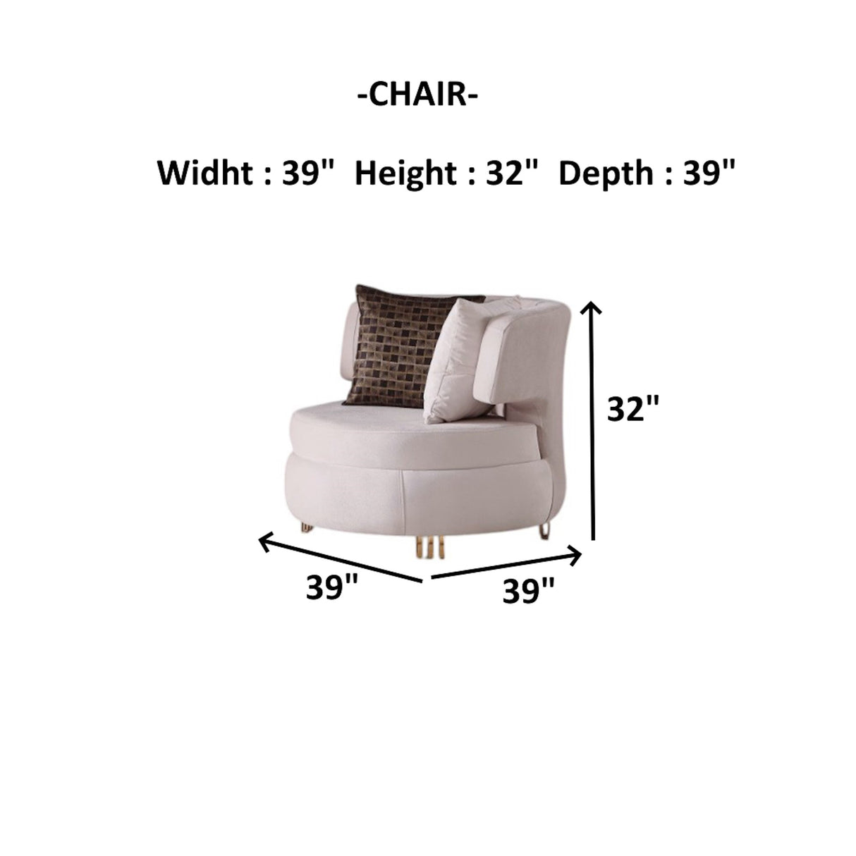 Monaco Cream 3-Piece Living Room Set (Sofa & Loveseat & Chair) from Furnia - Luna Furniture