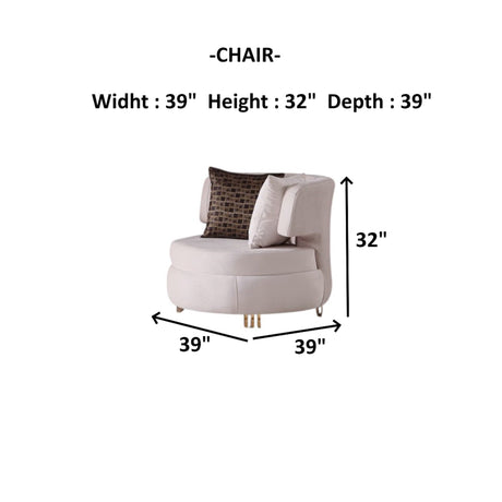 Monaco Cream 3-Piece Living Room Set (Sofa & Loveseat & Chair) from Furnia - Luna Furniture