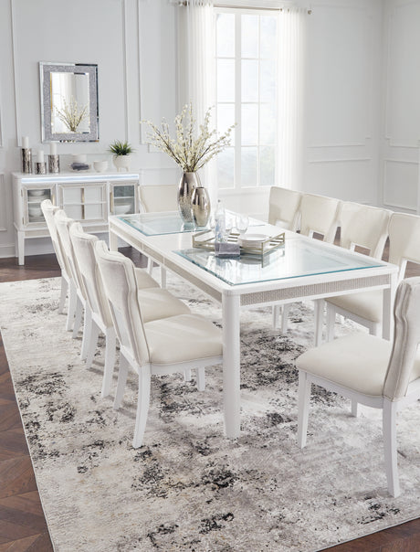 Chalanna Dining Table and 10 Chairs in White from Ashley - Luna Furniture