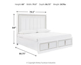 Chalanna King Upholstered Storage Bed with Mirrored Dresser, Chest and 2 Nightstands in White from Ashley - Luna Furniture