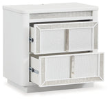 Chalanna King Upholstered Storage Bed with Mirrored Dresser, Chest and 2 Nightstands in White from Ashley - Luna Furniture