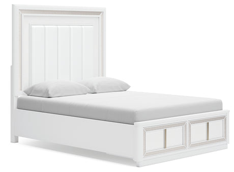Chalanna Queen Upholstered Storage Bed with Dresser in White from Ashley - Luna Furniture