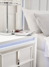 Chalanna Queen Upholstered Storage Bed with Mirrored Dresser and 2 Nightstand in White from Ashley - Luna Furniture