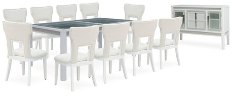 Chalanna White Dining Table and 10 Chairs with Server from Ashley - Luna Furniture