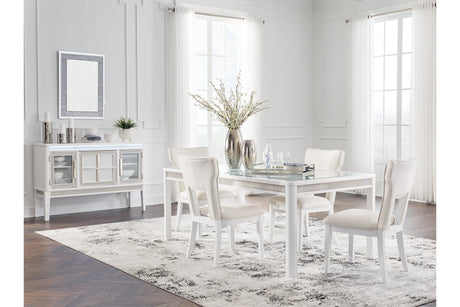 Chalanna White Dining Table and 4 Chairs from Ashley - Luna Furniture