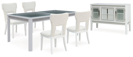 Chalanna White Dining Table and 4 Chairs with Server from Ashley - Luna Furniture