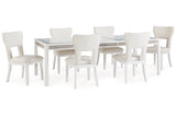 Chalanna White Dining Table and 6 Chairs from Ashley Furniture - Luna Furniture