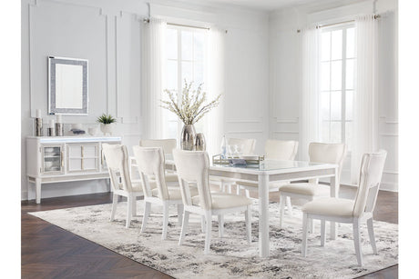 Chalanna White Dining Table and 8 Chairs from Ashley - Luna Furniture