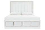 Chalanna White King LED Upholstered Storage Platform Bed from Ashley - Luna Furniture