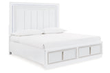 Chalanna White Queen LED Upholstered Storage Platform Bed from Ashley - Luna Furniture