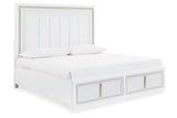 Chalanna White Queen LED Upholstered Storage Platform Bed from Ashley - Luna Furniture