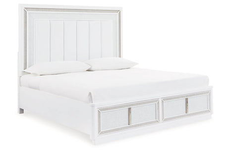 Chalanna White Queen LED Upholstered Storage Platform Bed from Ashley - Luna Furniture