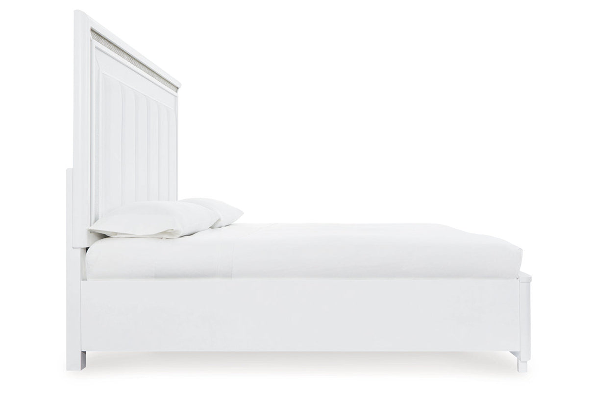 Chalanna White Queen LED Upholstered Storage Platform Bed from Ashley - Luna Furniture