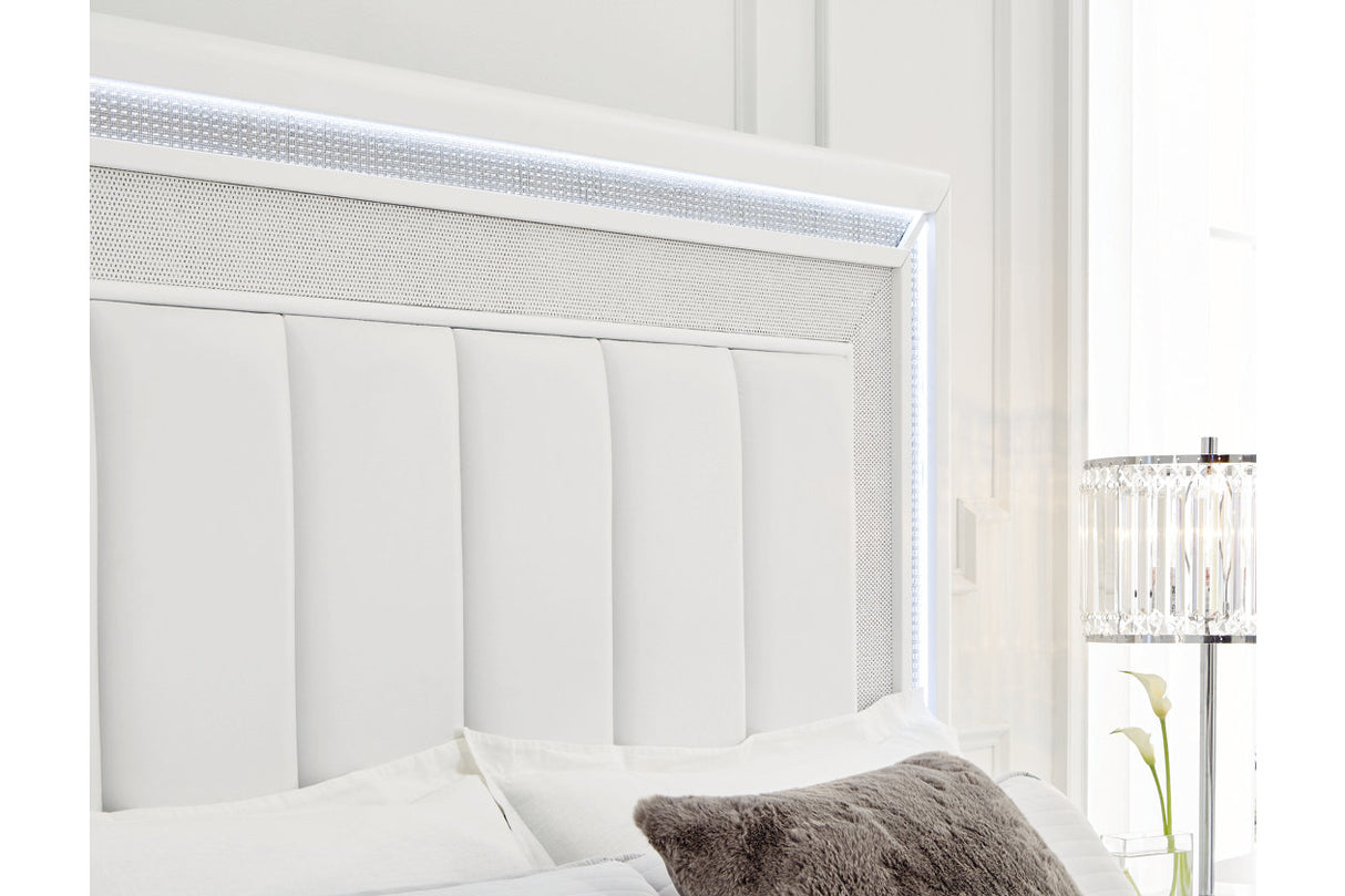 Chalanna White Queen LED Upholstered Storage Platform Bed from Ashley - Luna Furniture