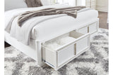 Chalanna White Queen LED Upholstered Storage Platform Bed from Ashley - Luna Furniture