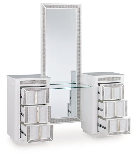 Chalanna White Vanity with Mirror from Ashley - Luna Furniture